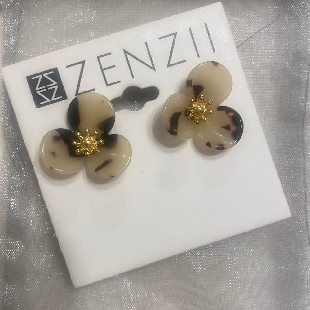 Zenzii Cheetah Pierced Earrings NEW